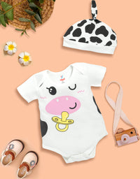 New To the Herd Cute Cow Baby Romper with cap Kinder Choice
