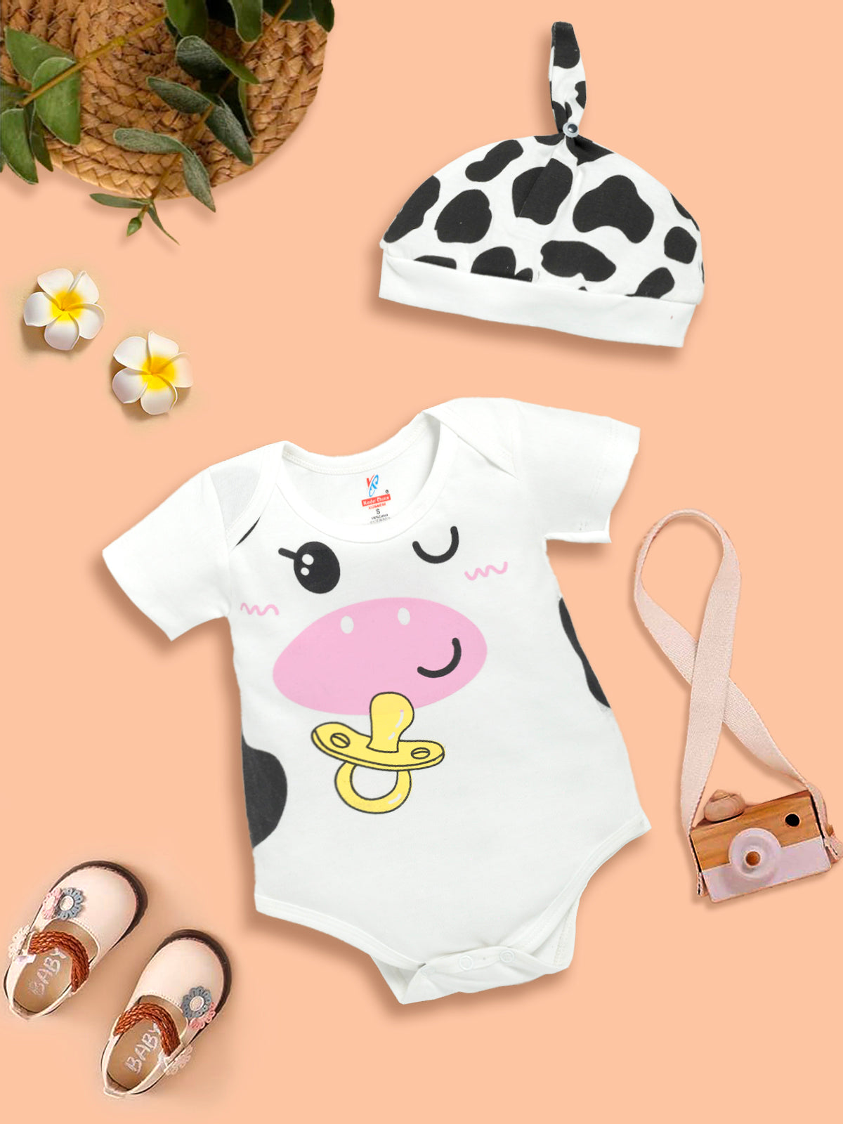 New To the Herd Cute Cow Baby Romper with cap Kinder Choice