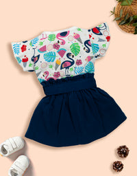 Kids Printed Fit & Flare Dress With T-Shirt Kinder Choice
