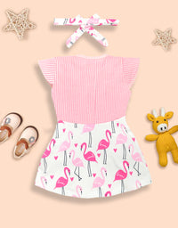 Girls cotton T-Shirt with Flamingo design Frock Kinder Choice
