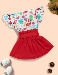 Kids Printed Fit & Flare Dress With T-Shirt Kinder Choice
